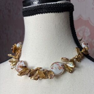 Baroque Pearl Statement Necklace | Bronze Freshwater